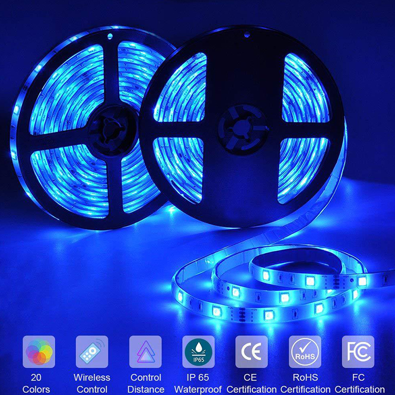 DC12V 16.4ft/5m 60LEDs/m 5050 44 Keys RF Remote Control LED Strip Light Kit, Changing Color Light Strip DC12V 16.4ft/5m 60LEDs/m 5050 44 Keys RF Remote Control LED Strip Light Kit, Changing Color Light Strip